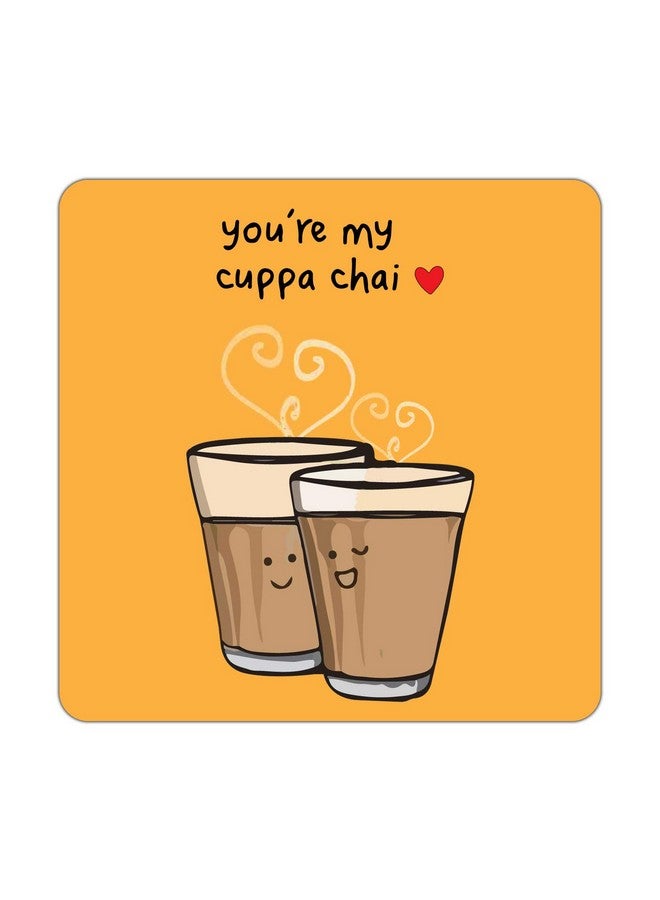 ASHVAH You are My chuppa chai Print/Typography Tea/Coffee Mug/Designer Handmade Wooden Coaster Set for Home Kitchen, Office Desk - Set of 4 - Square: 10cm - Image 4