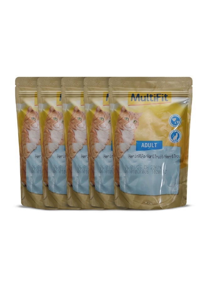 مالتي فيت للقطط البالغة جيلي ديو فيش آند كلاسيك ميكس كيس 100 جم بالرنجه و سمك - Image 1