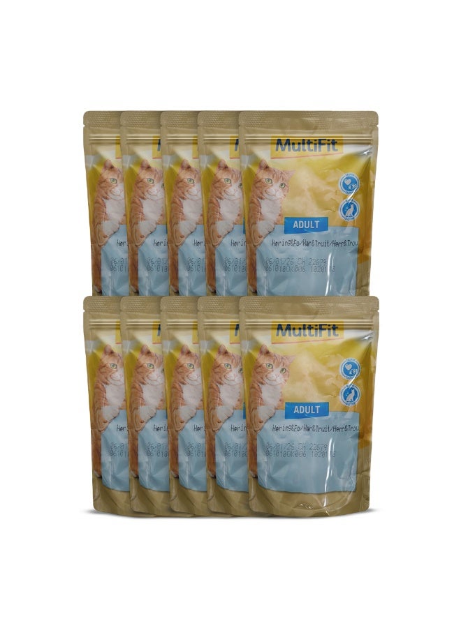 مالتي فيت للقطط البالغة جيلي ديو فيش آند كلاسيك ميكس كيس 100 جم بالرنجه و سمك - Image 2