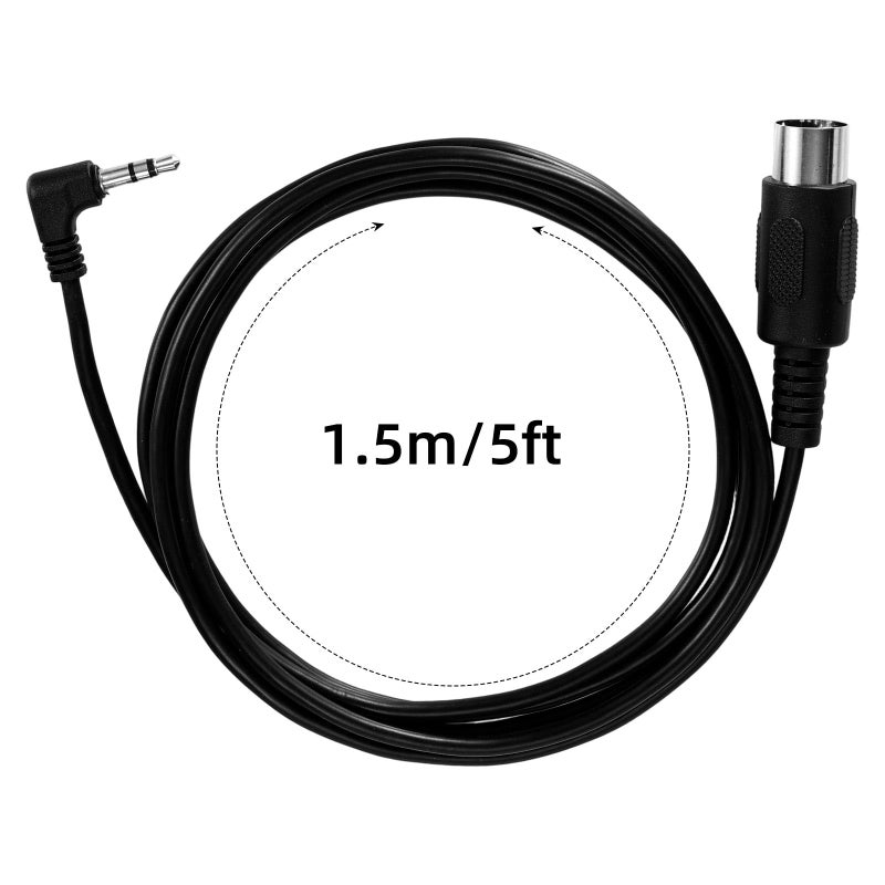 BTFO 2pcs Type A 3.5mm/0.14in TRS to Male 5-Pin DIN MIDI Cable Adapter, 1.5m/59in Long TRS to Multi-Directional 5 Pin MIDI Jack Cable Cord for Keyboards Synths & DAWs (Black) - Image 2