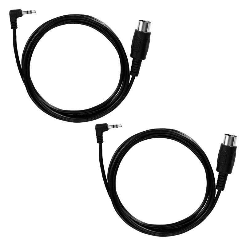 BTFO 2pcs Type A 3.5mm/0.14in TRS to Male 5-Pin DIN MIDI Cable Adapter, 1.5m/59in Long TRS to Multi-Directional 5 Pin MIDI Jack Cable Cord for Keyboards Synths & DAWs (Black) - Image 1