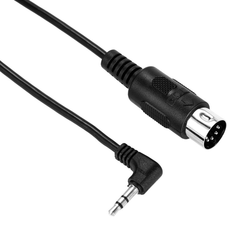 BTFO 2pcs Type A 3.5mm/0.14in TRS to Male 5-Pin DIN MIDI Cable Adapter, 1.5m/59in Long TRS to Multi-Directional 5 Pin MIDI Jack Cable Cord for Keyboards Synths & DAWs (Black) - Image 3