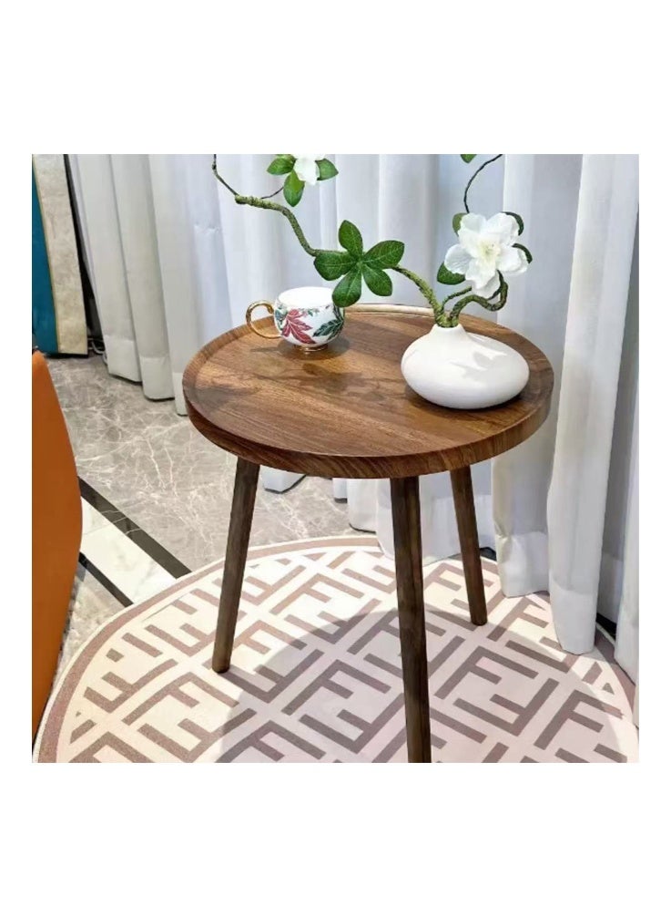 AYY HOME Modern living room round side table with natural wood tabletop, suitable for living room, bedroom sofa side table, space saving 40*40*49cm - Image 1