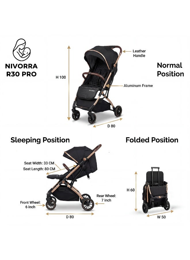 Nivorra Premium Lightweight Baby Stroller with Aluminum Frame, Leather Handle & Compact Travel Fold – Multi-Position Reclining Seat & Storage Basket -  8.5 kg - Image 2