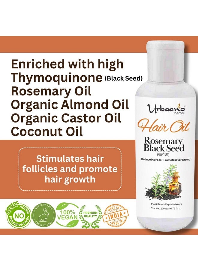 Urbaano herbal Rosemary & Black Seed (Kalonji) Hair Growth Oil for Scalp Nourishment, Controls Hair Fall & Hair Strengthening - 100% Pure & Natural Undiluted Cold Pressed Oils, 200ml - Image 2