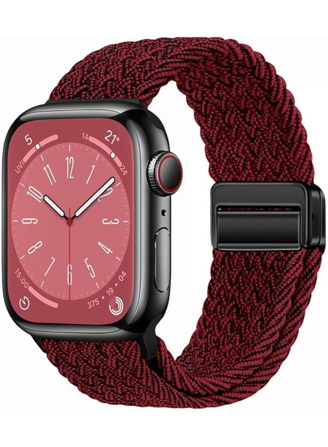 Sport Solo Loop Compatible with Apple Watch Band 42mm 44mm 45mm 46mm 49mm, Magnetic Stretchy Braided Strap Wristband for iWatch Series 10 9 8 7 6 5 4 3 Ultra 2 1 SE, Women Men Replacement Watch Band - Image 1