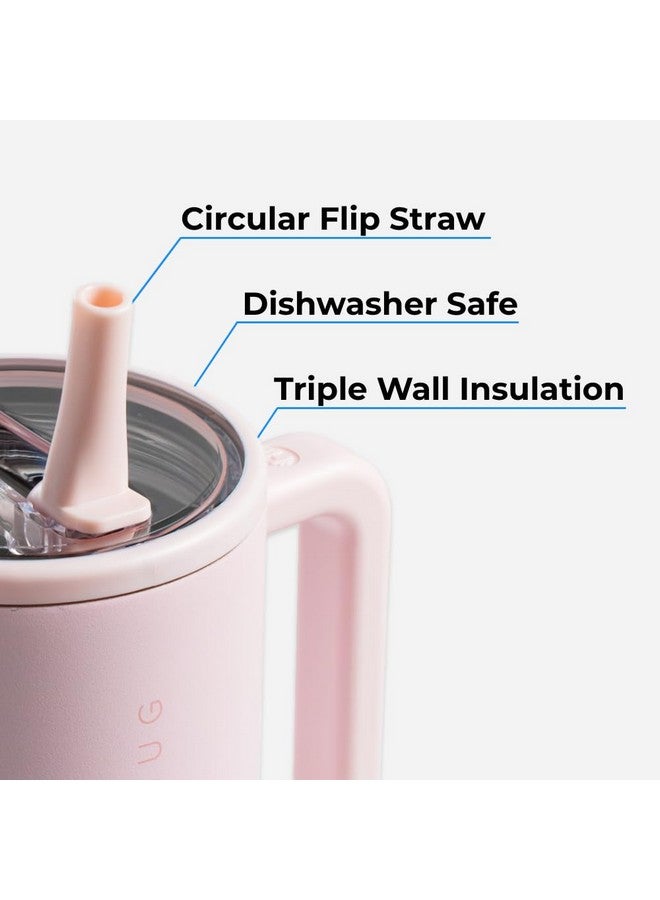 إبريق مائي هيدروج كيدز - زجاجة ماء معزولة للأطفال سعة ٢٠ أونصة مزودة بقشة ومقبض | مقاومة للتسرب ومتينة | مثالية للمدرسة والرياضة والغداء والسفر والتخييم، لونها وردي رملي - Image 3