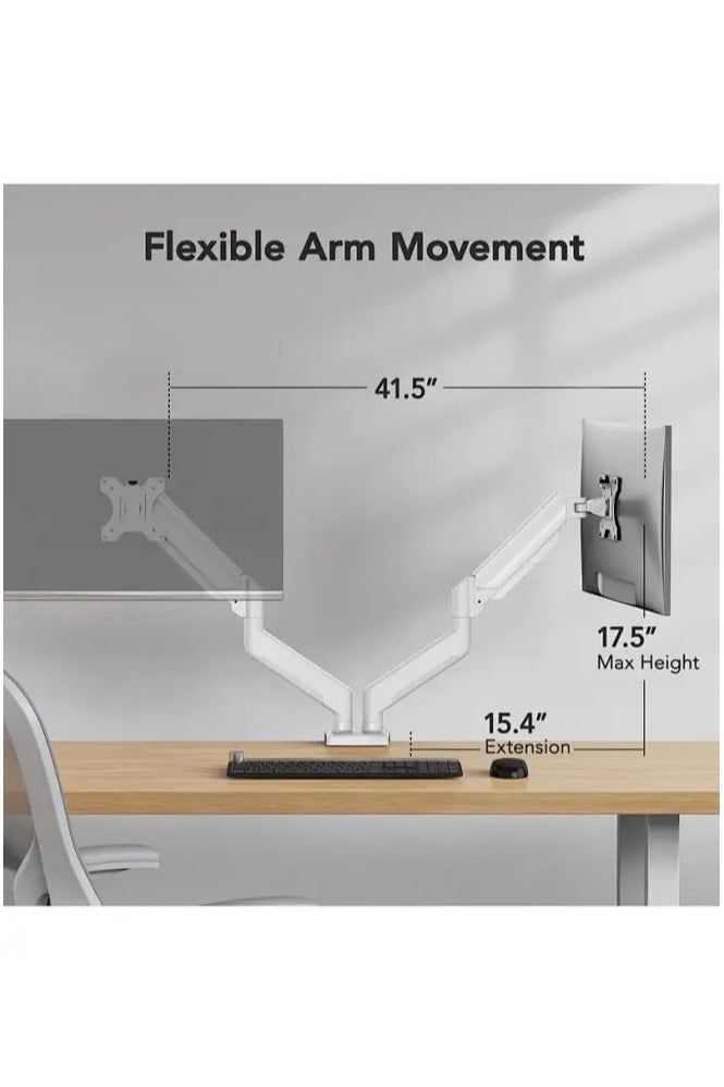 Snooe Full Motion Tilt Swivel dual monitor arm stand with Clamp and Grommet Base for  Screen Monitor - Image 4