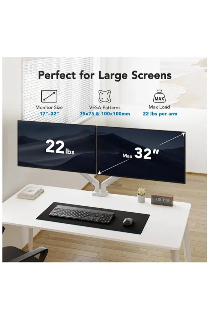 Snooe Full Motion Tilt Swivel dual monitor arm stand with Clamp and Grommet Base for  Screen Monitor - Image 3