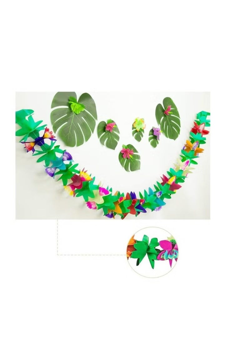 Ailily 2 Pack Tropical Garland Party Decorations,  20ft Multicolored Tissue Paper Hibiscus Flower Summer Banner for Birthday Beach Theme Luau Moana Hawaiian Party Supplies Jungle Decor - Image 3