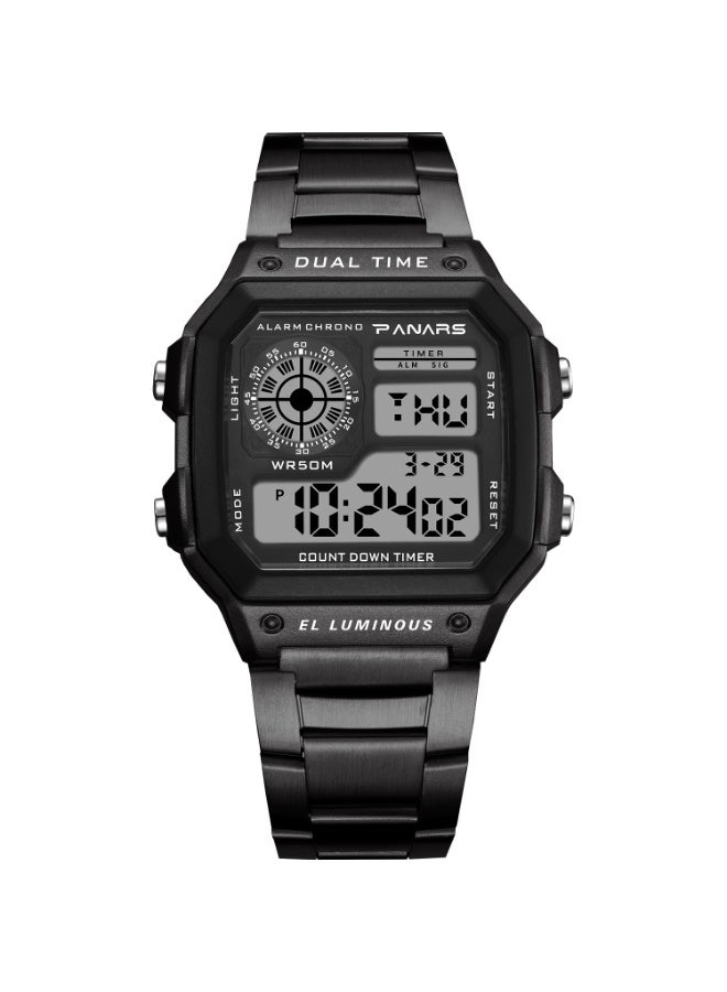 بانارس ساعات رجالية رياضية بسوار من الفولاذ المقاوم للصدأ، ساعة يد رقمية LED مقاومة للماء للرجال، ساعة إلكترونية عصرية وعصرية - Image 1