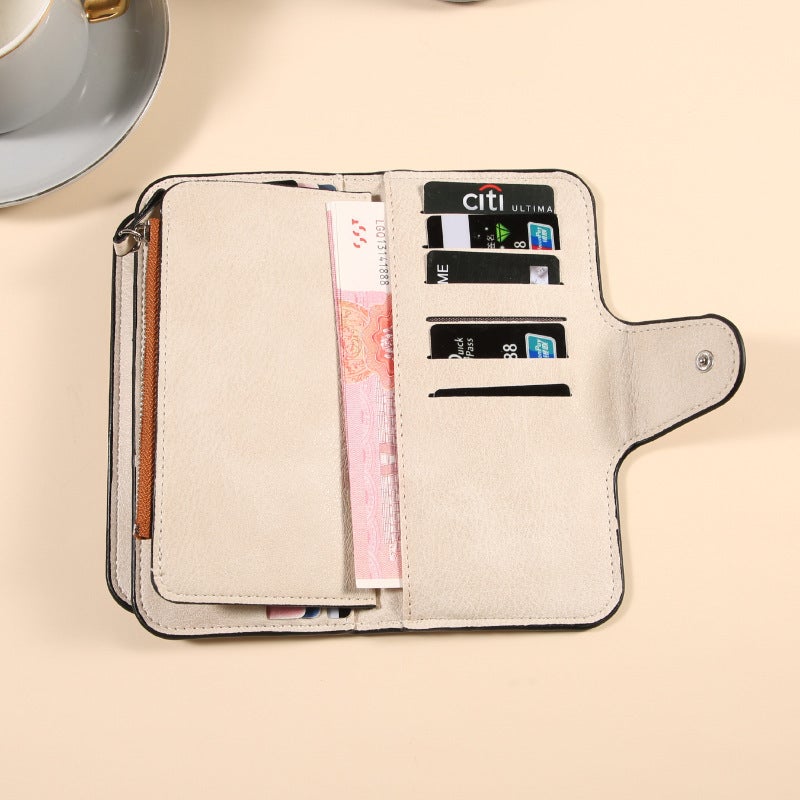 Multifunctional Solid Color PU Leather Wallet, RFID Blocking Design Portable Daily Storage Purse for Cards Cash Coin Business Use - Image 4
