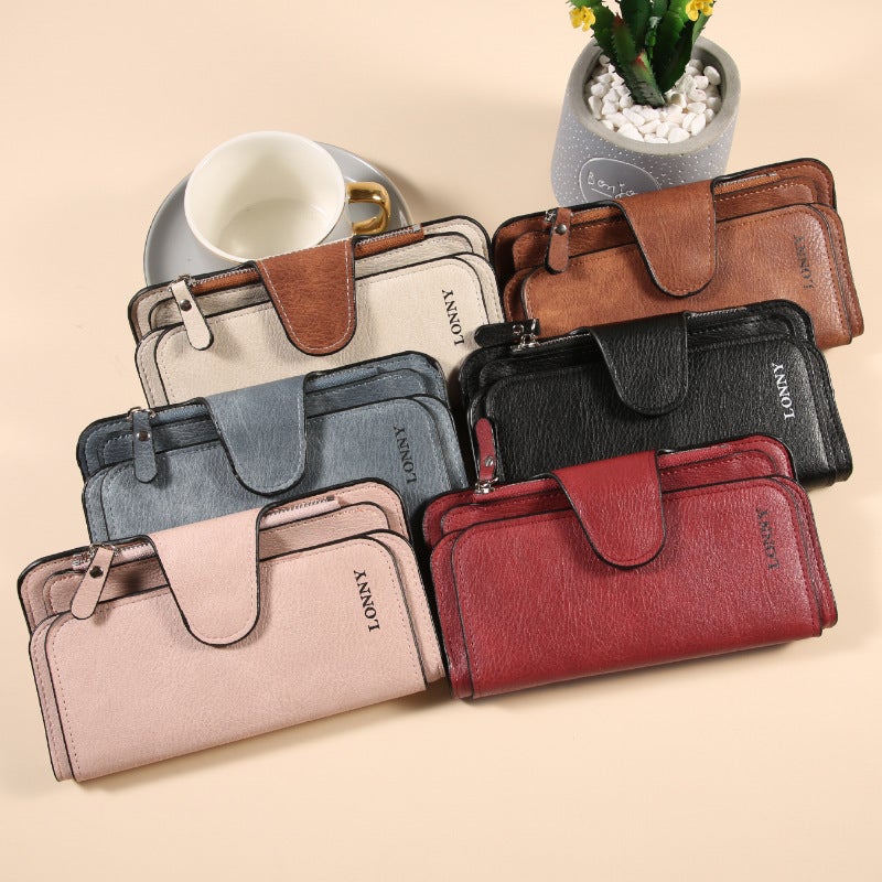 Multifunctional Solid Color PU Leather Wallet, RFID Blocking Design Portable Daily Storage Purse for Cards Cash Coin Business Use - Image 3