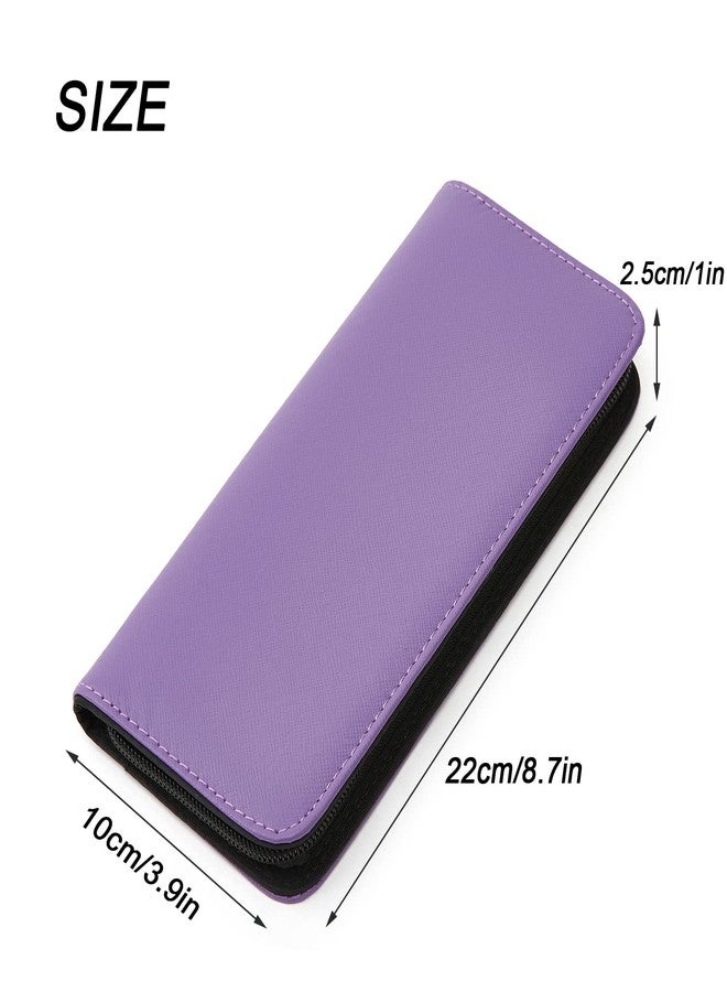 LAKE OF FIRE Scissors Case with Zippers and Leather Cover for Convenient Storage and Protection (Purple+Gray) - Image 3