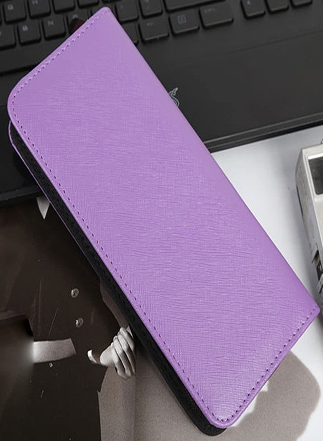LAKE OF FIRE Scissors Case with Zippers and Leather Cover for Convenient Storage and Protection (Purple+Gray) - Image 5