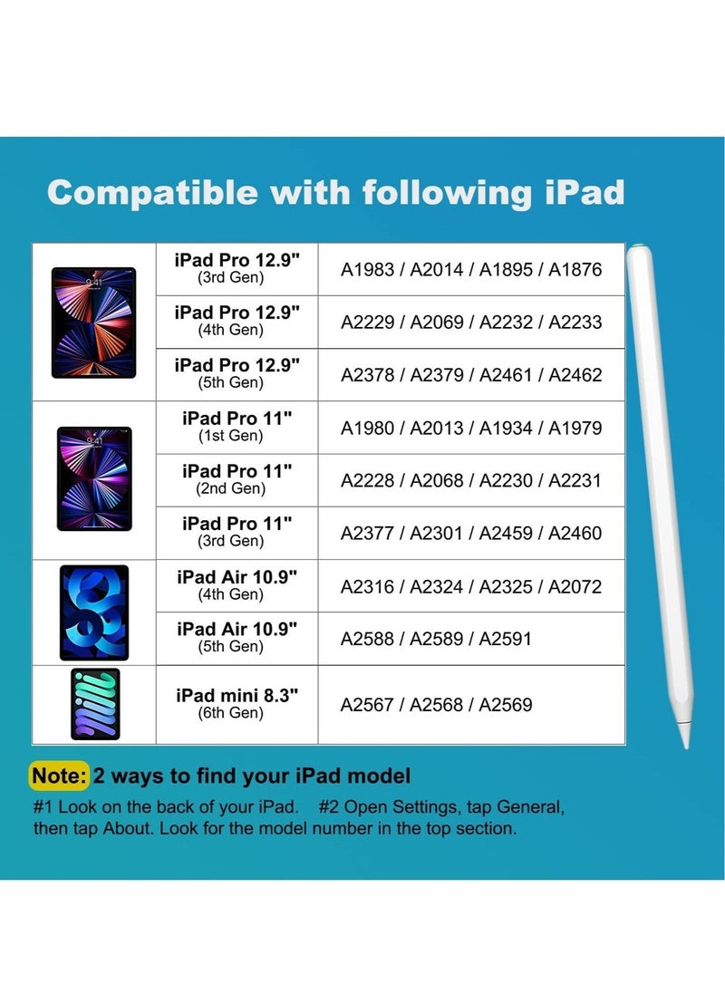 Wireless Charging Pencil (2nd Generation) for iPad, Stylus Pen for iPad with Bluetooth Magnetic, Palm Rejection, Tilt, Compatible with iPad Pro 11in1/2/3, iPad Pro12.9in3/4/5, iPad Air4/5, iPad Mini 6 - Image 4