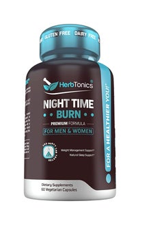 Herbtonics Night Time Weight Supplement Support for Lean Sleep & Metabolism for Women and Men with Melatonin 60 Count 
