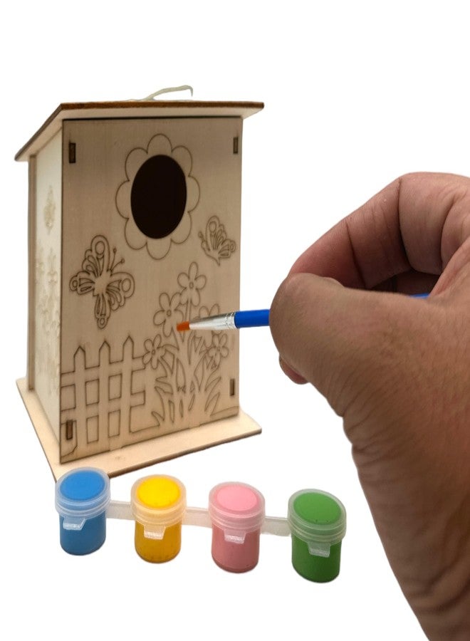 Oojami Wooden Birdhouse Crafting Kit: 12 DIY Unfinished Bird House with Paints and Brush Ideal for Kids and Adults Makes a Great Gift (DIY) - Image 4