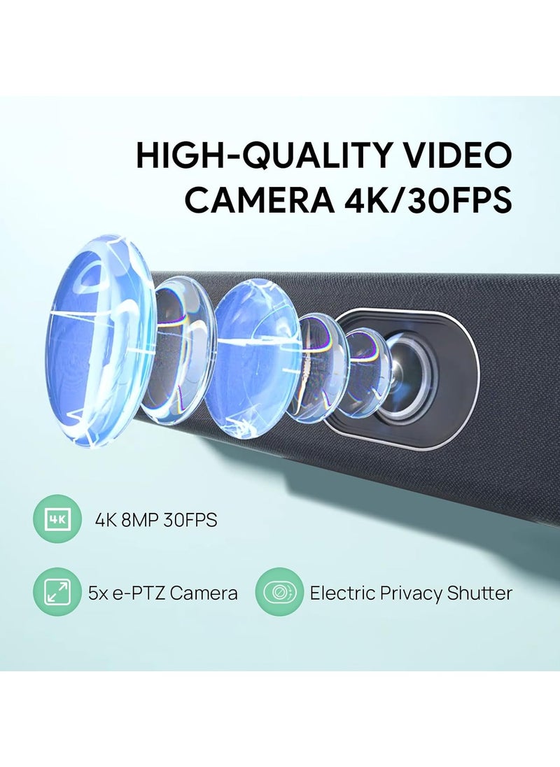 Yealink UVC40 E2 Video Conference Camera System – All-in-One USB Bar with 4K Camera, AI Auto-Framing, Built-in Microphone & Speaker, Plug & Play