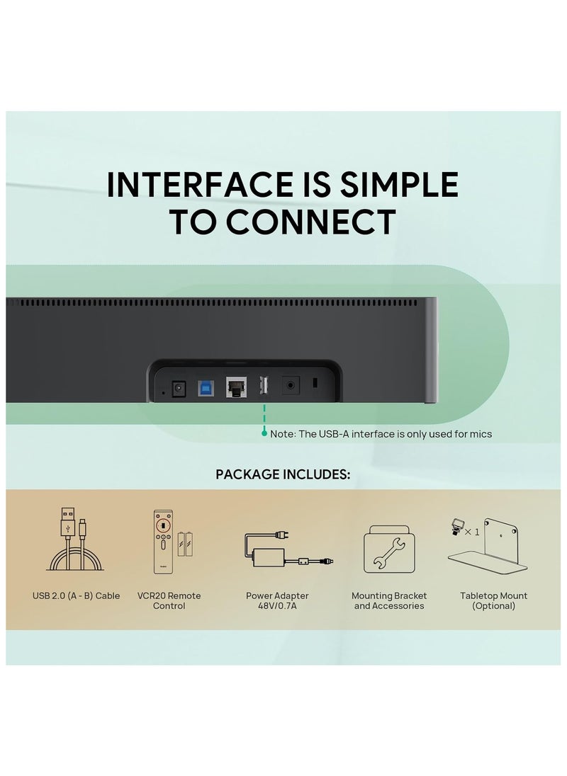Yealink UVC40 E2 Video Conference Camera System – All-in-One USB Bar with 4K Camera, AI Auto-Framing, Built-in Microphone & Speaker, Plug & Play