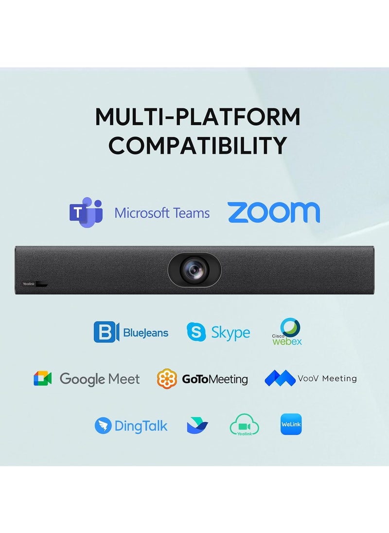 Yealink UVC40 E2 Video Conference Camera System – All-in-One USB Bar with 4K Camera, AI Auto-Framing, Built-in Microphone & Speaker, Plug & Play