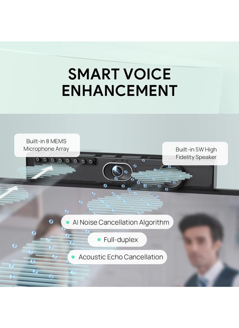 Yealink UVC40 E2 Video Conference Camera System – All-in-One USB Bar with 4K Camera, AI Auto-Framing, Built-in Microphone & Speaker, Plug & Play