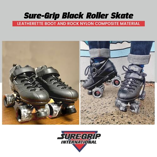 Sure-Grip Sure Grip Rock GT50 Black Stylish Indoor Roller Skates for Men & Women Featuring Nylon Composite with 62mm Swirl Wheels and ABEC-5 Bearings (Mens 7/Womens 8) - Image 3