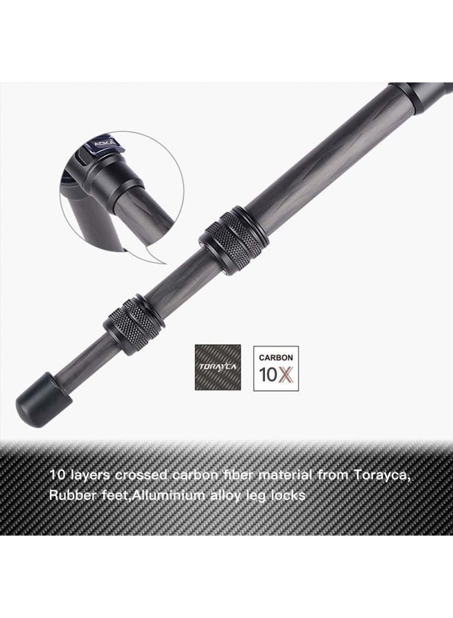 AOKA 28in/1.1lb Lightweight Compact Carbon Fiber Tripod with 360° Ballhead Travel Mini Tripod for Mobile Phone and Compact Mirrorless Cameras Black - Image 2