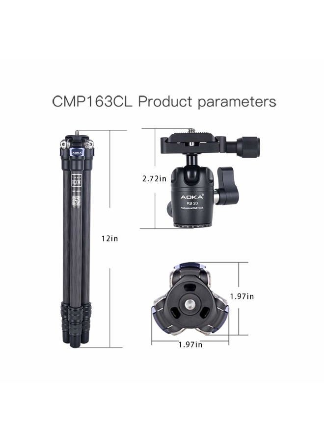 AOKA 28in/1.1lb Lightweight Compact Carbon Fiber Tripod with 360° Ballhead Travel Mini Tripod for Mobile Phone and Compact Mirrorless Cameras Black - Image 3