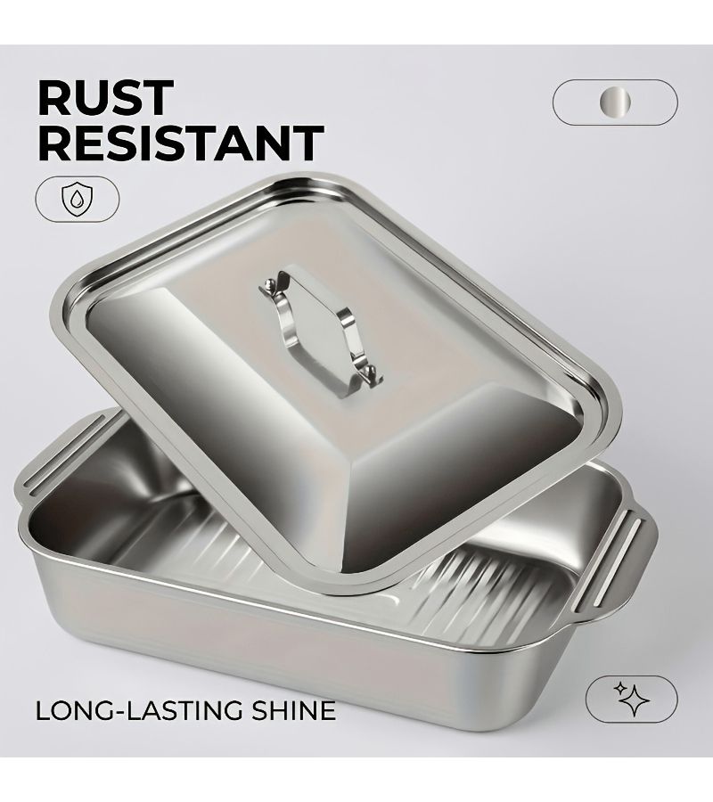 2 Pack Extra Large Durable Nonstick Stainless Steel Baking Pan Thickened Rectangular Oven Tray For Desserts Bread Seafood Air Fryer BBQ Buffets And Holidays - Image 5