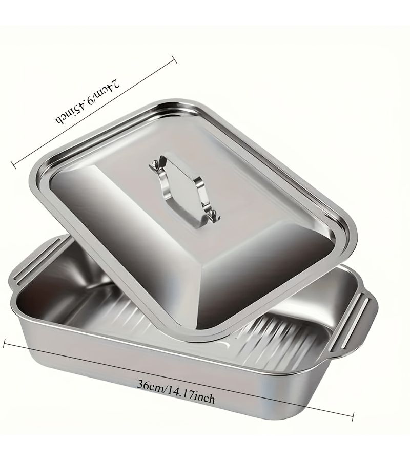 2 Pack Extra Large Durable Nonstick Stainless Steel Baking Pan Thickened Rectangular Oven Tray For Desserts Bread Seafood Air Fryer BBQ Buffets And Holidays - Image 1