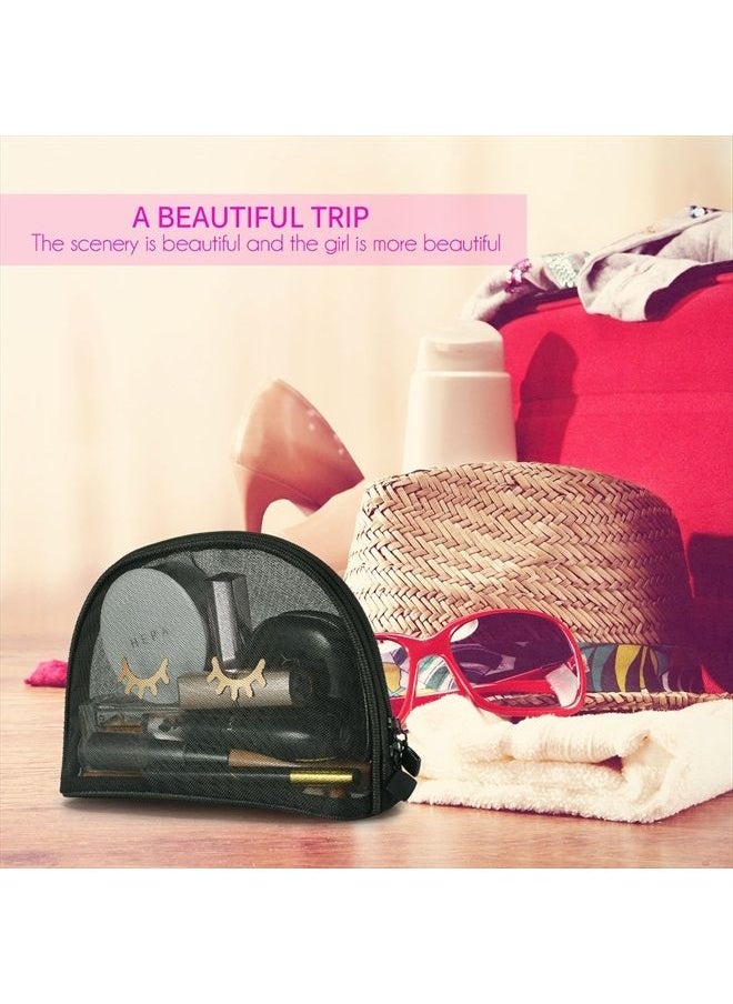 Charmonic Cosmetics Bag, See Through Makeup Bag/Organizer, Stylish Eyelashes, 9x6 pouch, Mesh Travel Accessories Organizer by Charmonic (Black)  - Image 3