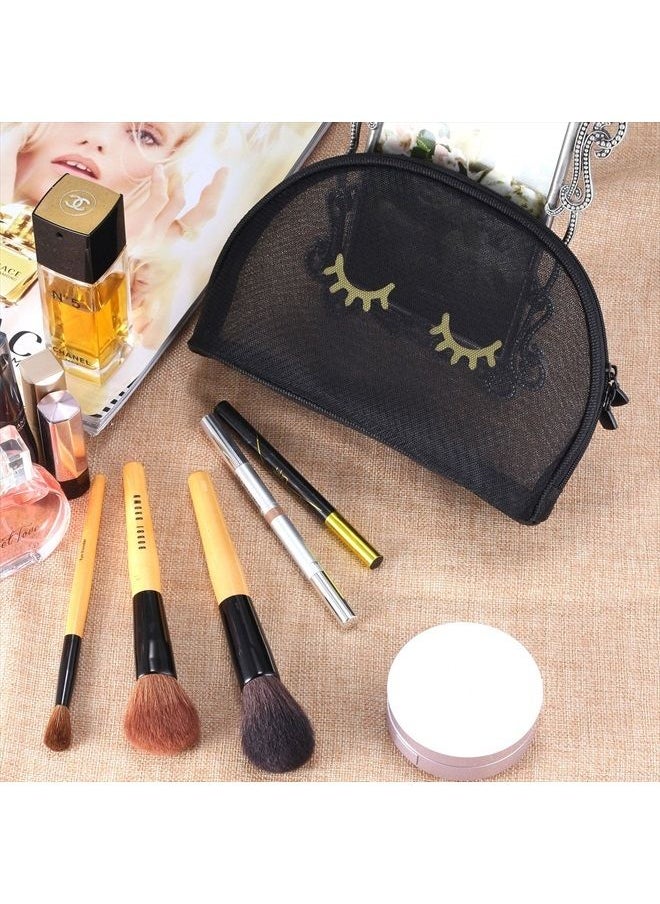 Charmonic Cosmetics Bag, See Through Makeup Bag/Organizer, Stylish Eyelashes, 9x6 pouch, Mesh Travel Accessories Organizer by Charmonic (Black)  - Image 4