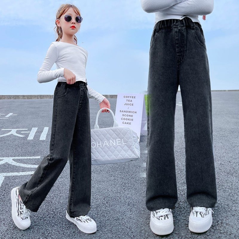 Boys And Girls Jeans Medium And Large Children Girls Loose Baby Casual Style Straight Pants Factory - Image 5