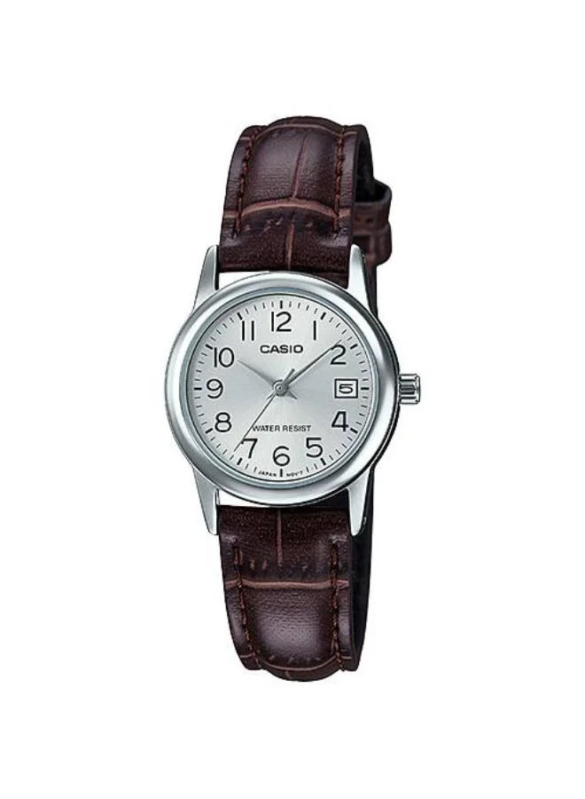كاسيو Women's Leather Analog Watch LTP-V002L-7B2UDF - 25 mm
