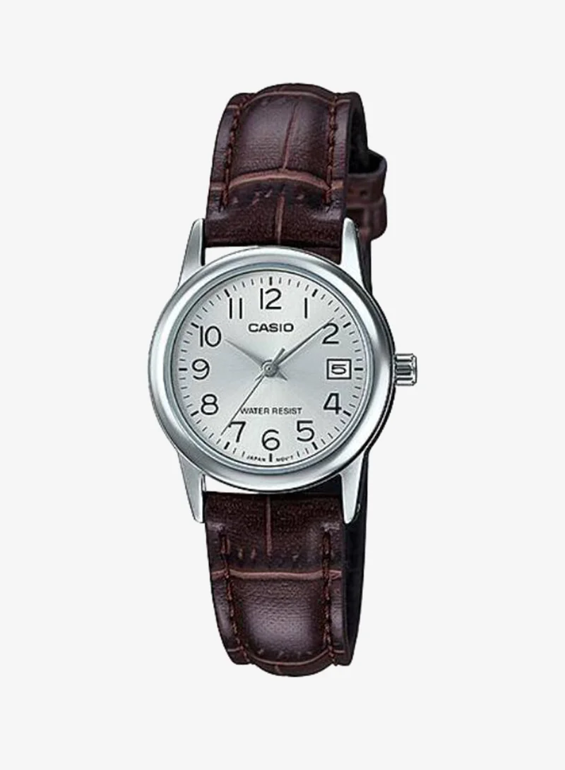 Casio Women's Leather Analog Watch LTP-V002L-7B2UDF - 25 mm