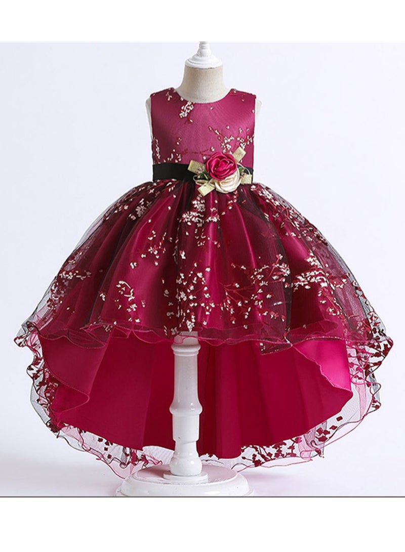 Girls sleeveless princess dress printed tail performance evening dress printed tutu skirt mesh skirt summer Costumes - Image 3