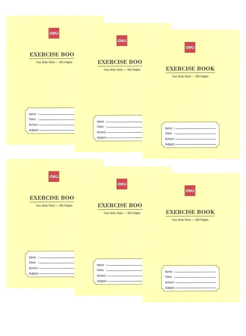 Deli دفتر ملاحظات عادي مكون من 6 قطع يحتوي على 100 صفحة - Image 1