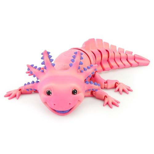 TiTiC 3D Printed Axolotl Fidget Toy 3D Printed Animals ToyArticulated Flexible Axolot Fidget Toy Fun Gift Gradient Pink 10 in - Image 1