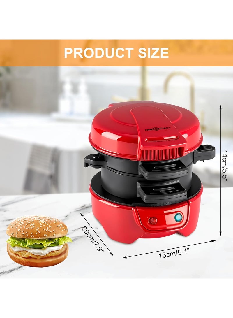 Sandwich Toaster Burger Maker, Efficient Non-Stick Heating Plates, with Egg Rings and Timer, Dishwasher Safe, Perfect for Hamburgers, Waffles Snacks and Quick DIY  - Image 2