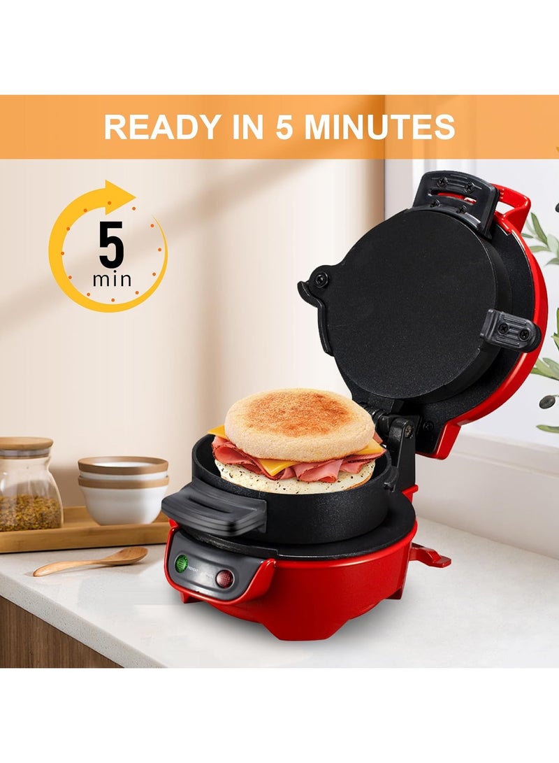 Sandwich Toaster Burger Maker, Efficient Non-Stick Heating Plates, with Egg Rings and Timer, Dishwasher Safe, Perfect for Hamburgers, Waffles Snacks and Quick DIY  - Image 3