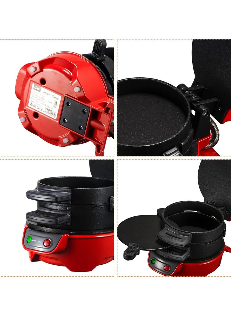 Sandwich Toaster Burger Maker, Efficient Non-Stick Heating Plates, with Egg Rings and Timer, Dishwasher Safe, Perfect for Hamburgers, Waffles Snacks and Quick DIY  - Image 4
