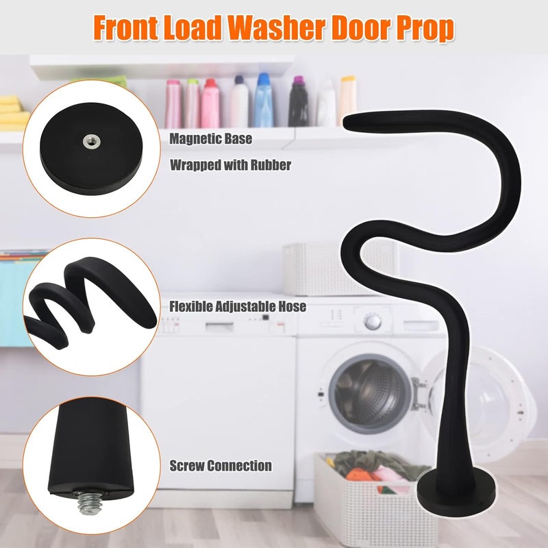 eHuangTools Washer Door Prop and Stopper for Front Load Washing Machine, Removable Washer Door Holder with 43mm Magnet Base, Flexible Washer Door Stopper Keep Washer Door Open to Prevent Odors - Black - Image 3