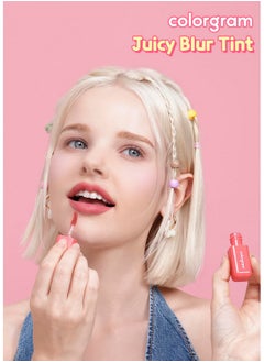 COLORGRAM Juicy Blur Tint 08 Cooling Strawberry Daily Semimatte Semiglossy Longlasting Lip Stain Moisturizing Buildable & Blendable Highly Pigmented (0.12 Fl. Oz.)  - Image 3