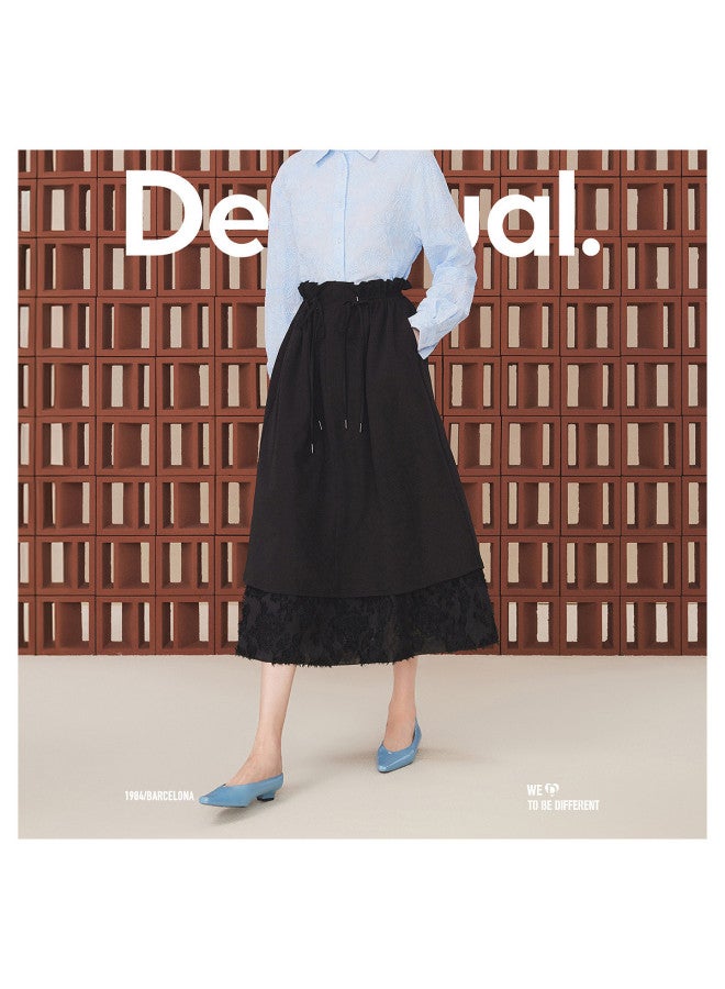 DESIGUAL تنورة ميدي ملفوفة مع رباط خصر وحافة متعددة الطبقات - Image 2