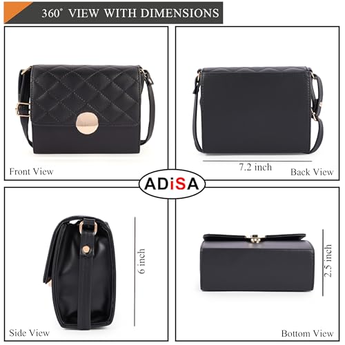 ADISA Women's Girls Quilted Round Gold Sling Bag (SL5149-BLA) - Image 2