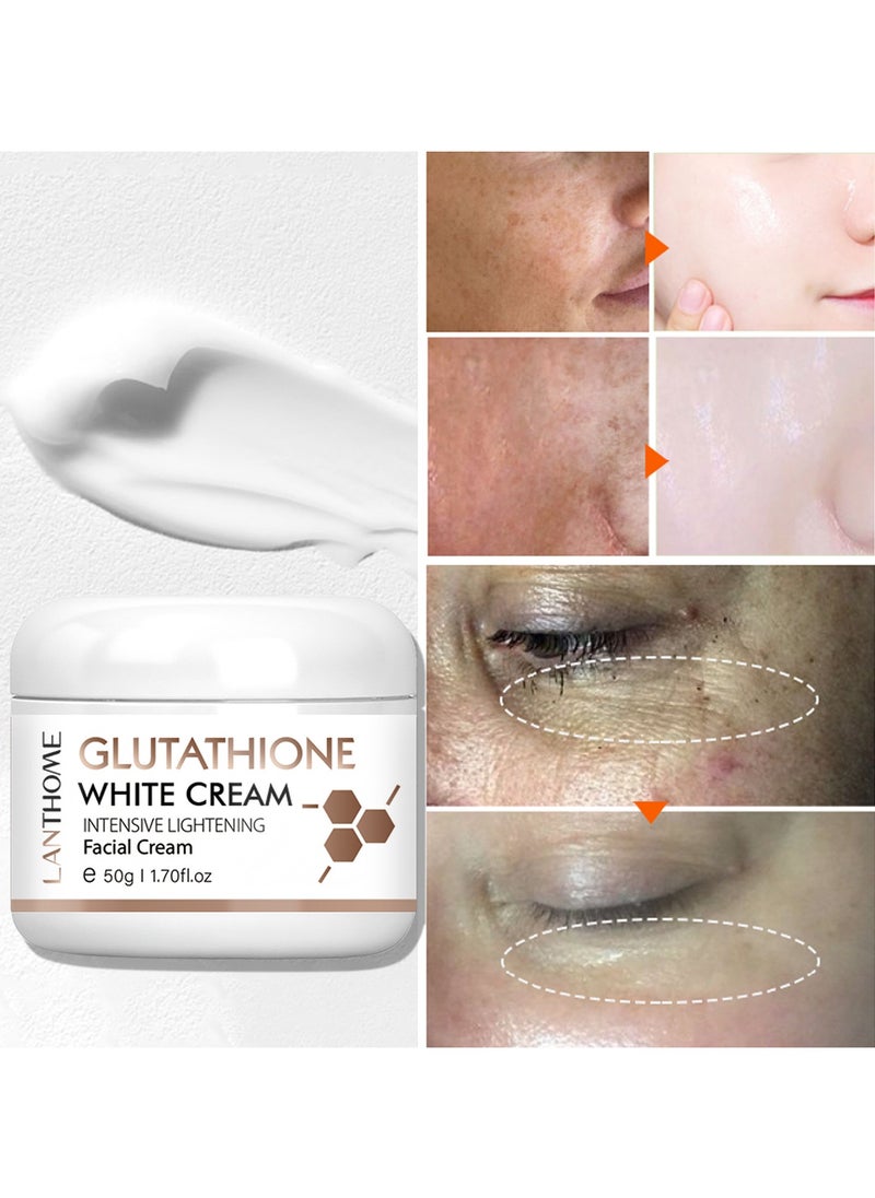 Lanthome Glutathione Face Cream ， Whitening Cream， Facial Dark Spots Remover，Prevent Aging Moisturizing Skin Brightener Cream，Reduces Fine Lines & Wrinkles，Spot Removing and Wrinkle Removing Face Cream 50g  - Image 2
