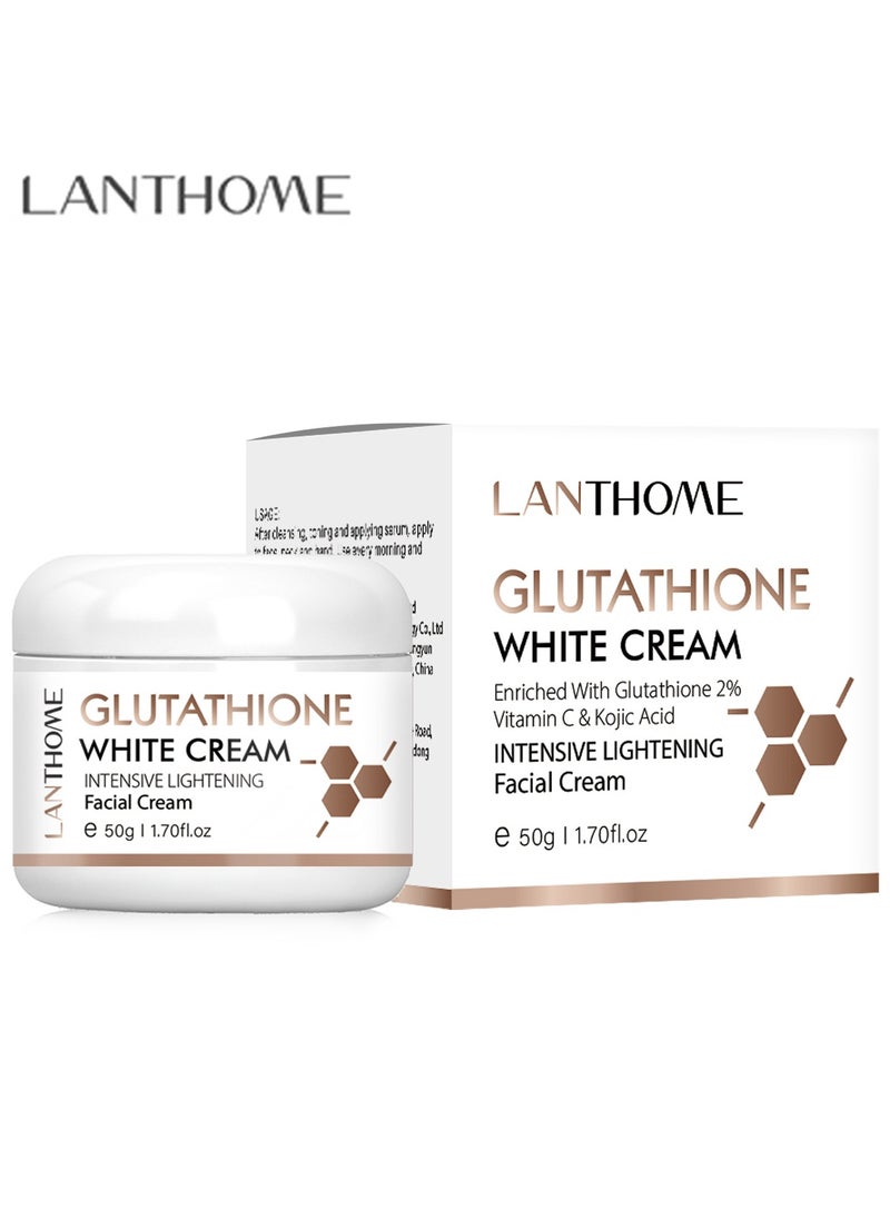 Lanthome Glutathione Face Cream ， Whitening Cream， Facial Dark Spots Remover，Prevent Aging Moisturizing Skin Brightener Cream，Reduces Fine Lines & Wrinkles，Spot Removing and Wrinkle Removing Face Cream 50g  - Image 1