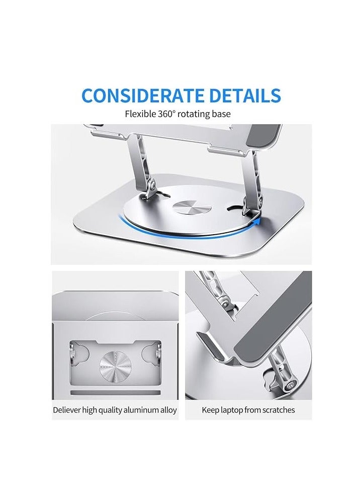 حامل كمبيوتر محمول قوي قابل للتعديل متعدد الزوايا مع قاعدة دوارة 360 درجة، مريح للعمل الجماعي، قابل للطي بالكامل لسهولة التخزين، يناسب أجهزة MacBook وiPad/جميع أجهزة الكمبيوتر المحمولة حتى 16 بوصة - Image 4