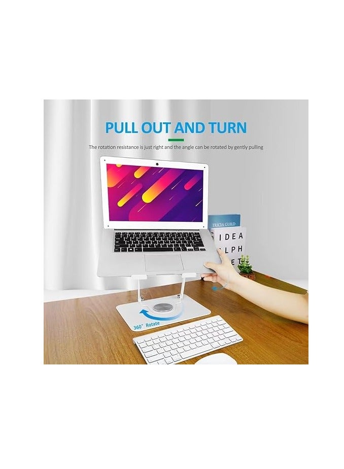 حامل كمبيوتر محمول قوي قابل للتعديل متعدد الزوايا مع قاعدة دوارة 360 درجة، مريح للعمل الجماعي، قابل للطي بالكامل لسهولة التخزين، يناسب أجهزة MacBook وiPad/جميع أجهزة الكمبيوتر المحمولة حتى 16 بوصة - Image 5